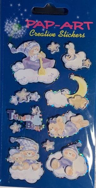 3D Sticker Bärchen, Ruderboot Wolken